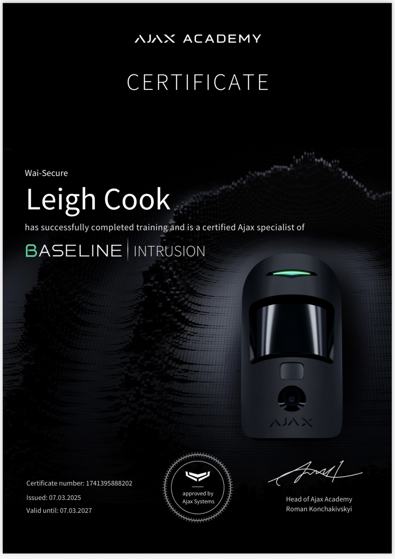 Ajax Baseline Intrusion Certification